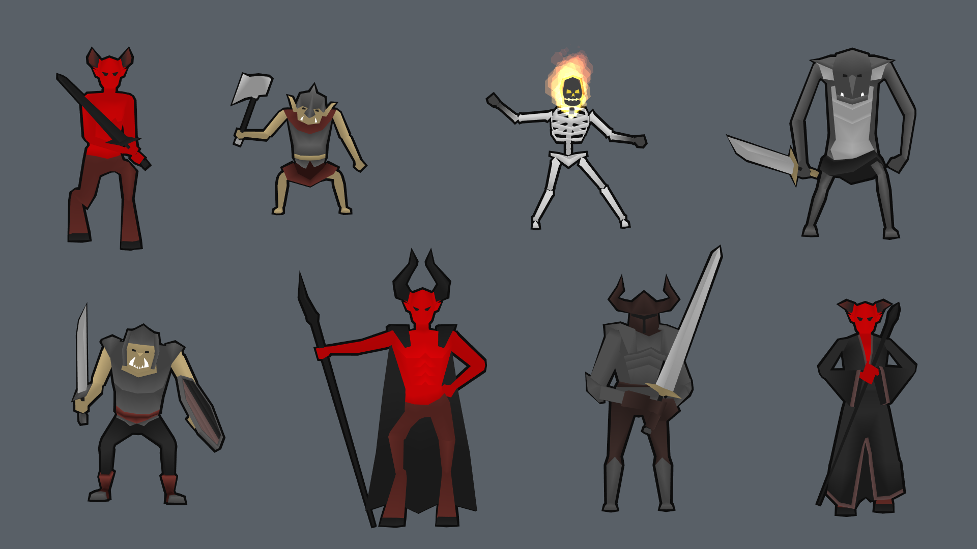 A collection of Demon and Armoured monsters.